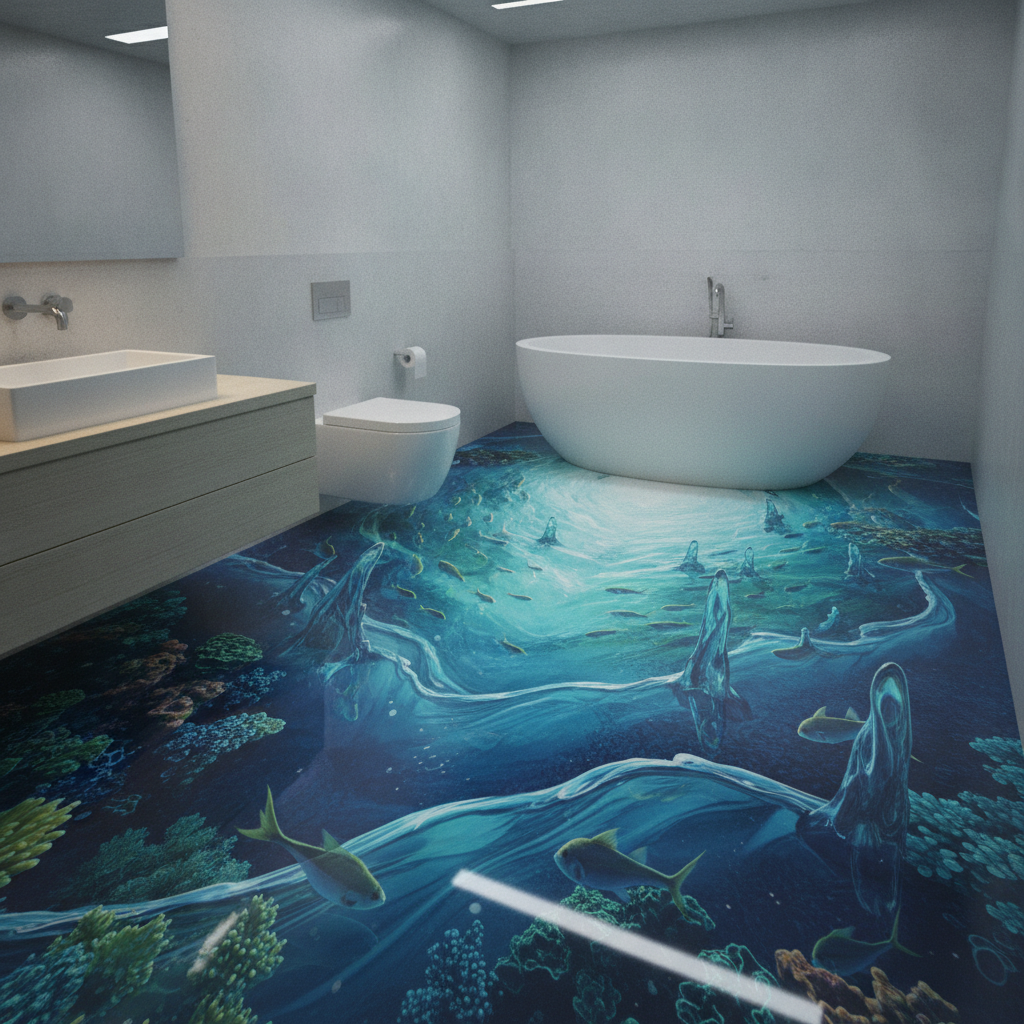 Stepping Into the Abyss: Is a 3D Epoxy Bathroom Floor the Future of Home Decor or a Distracting Fever Dream?